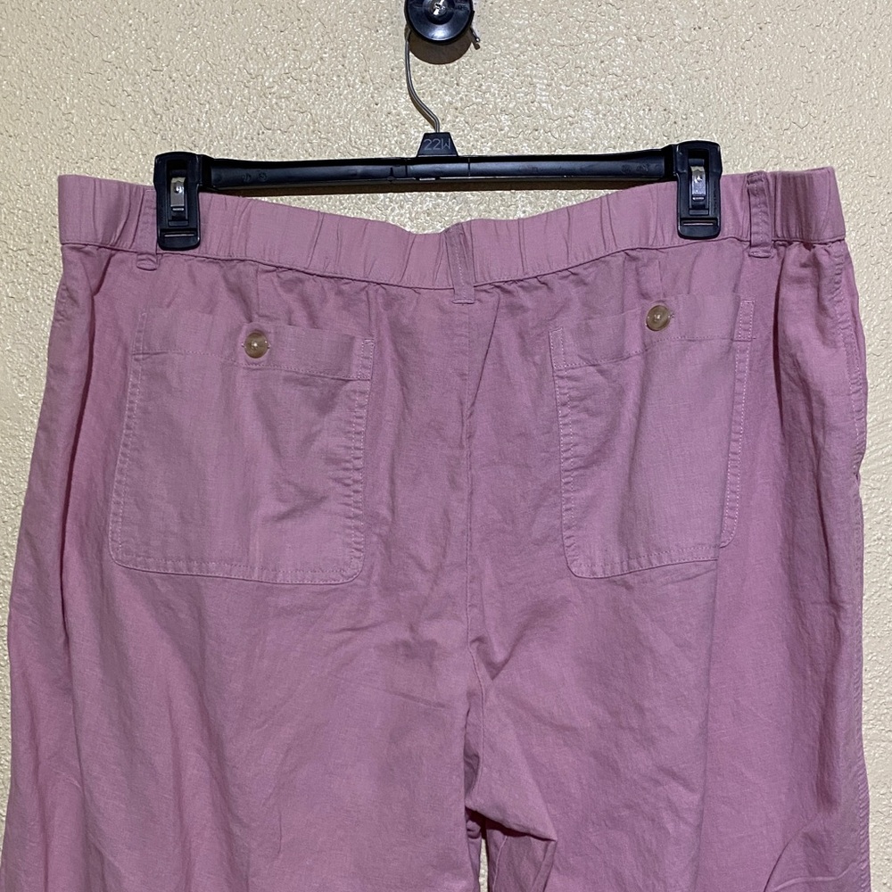 Liz Claiborne Cropped Pants XXL Pink Wide Leg Relaxed 4-Pockets Linen Cotton - Picture 11 of 13